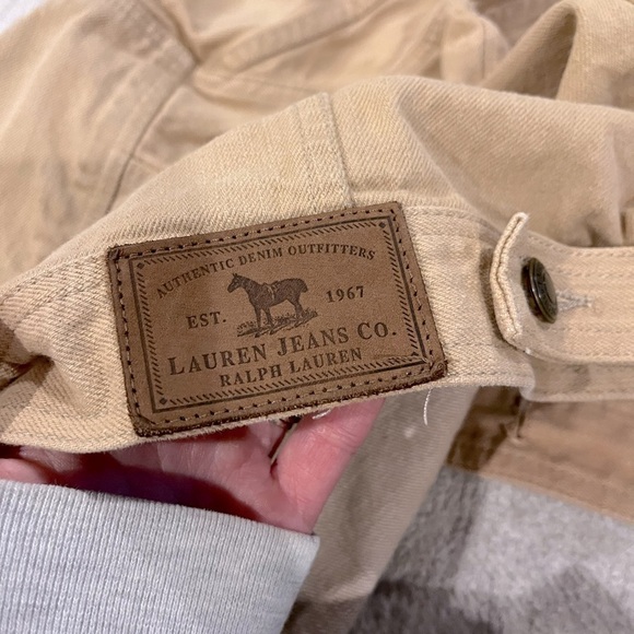 LAUREN JEANS CO Bedford Riding Tan Corduroy Collar Button Denim Jacket SZ P/L - Picture 2 of 8